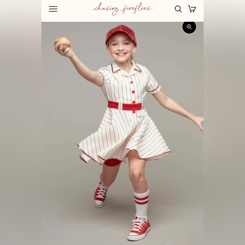 Chasing Fireflies Retro Baseball Player Girls sz 4-6